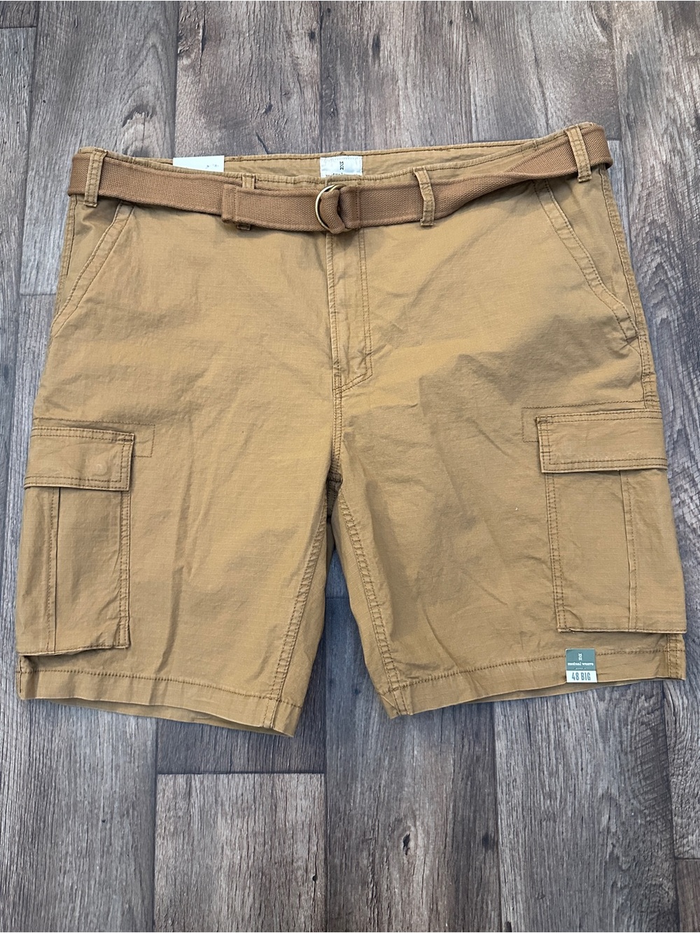 Mutual Weave Belted Cotton Cargo Shorts Men’s Size 48 Big Tall Taffy Brown